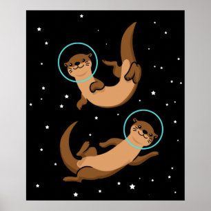 Otter Astronaut Gift Kids Otter Gift Space Otter Poster