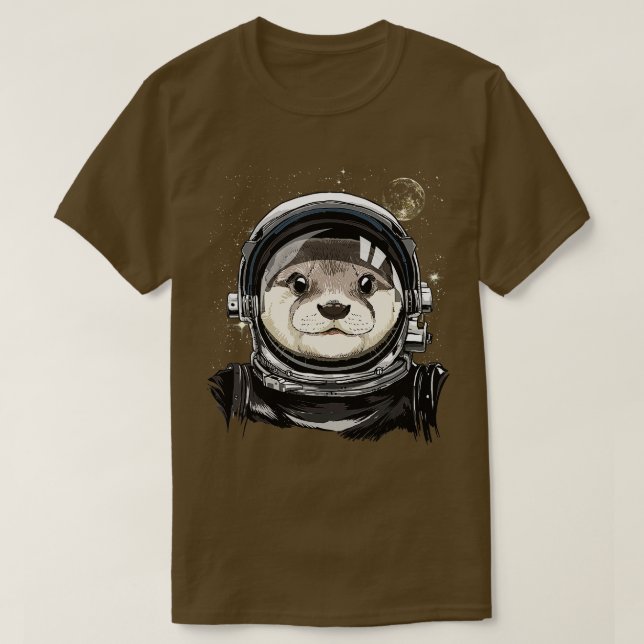 Otter Astronaut Space Exploration Astronomie Lover T-Shirt (Design vorne)