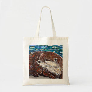 Otter auf einem Fels Gemälde Tragetasche