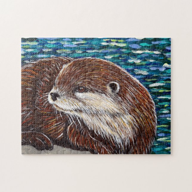 Otter auf einer Rockmalerei Puzzle (Horizontal)