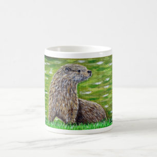 Otter auf einer Ufermalerei Tasse