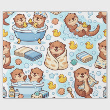Otter-Badeschaum-Geschenkpapier Cute Cozy