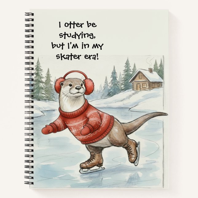 Otter Be Skating, Spiral Notebook Notizbuch (Vorderseite)