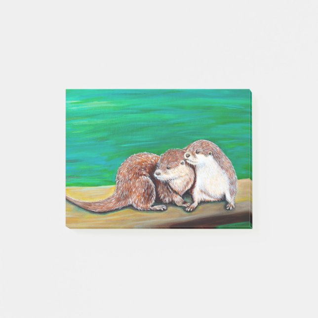Otter Best Friends Painting Post-it Klebezettel (Vorderseite)