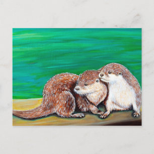 Otter Best Friends Painting Postkarte