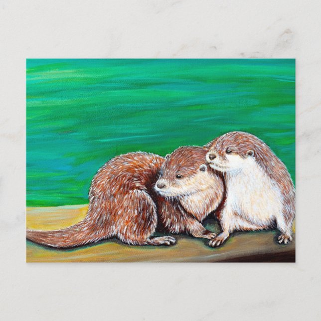 Otter Best Friends Painting Postkarte (Vorderseite)