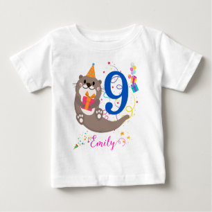 Otter Birthday Girl Party Bunte Balloons Thema Baby T-shirt