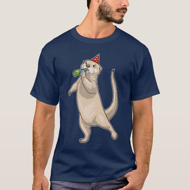 Otter Birthday Party horn T-Shirt (Vorderseite)
