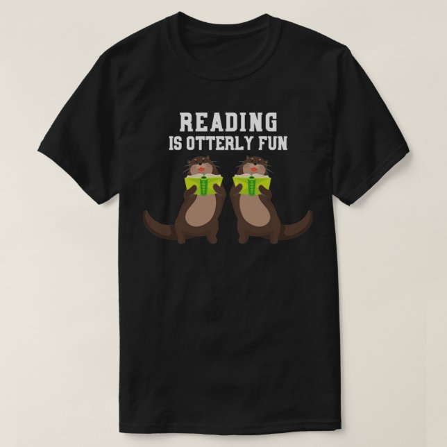Otter Bookworm Reading Gift Animal Otter T-Shirt (Design vorne)