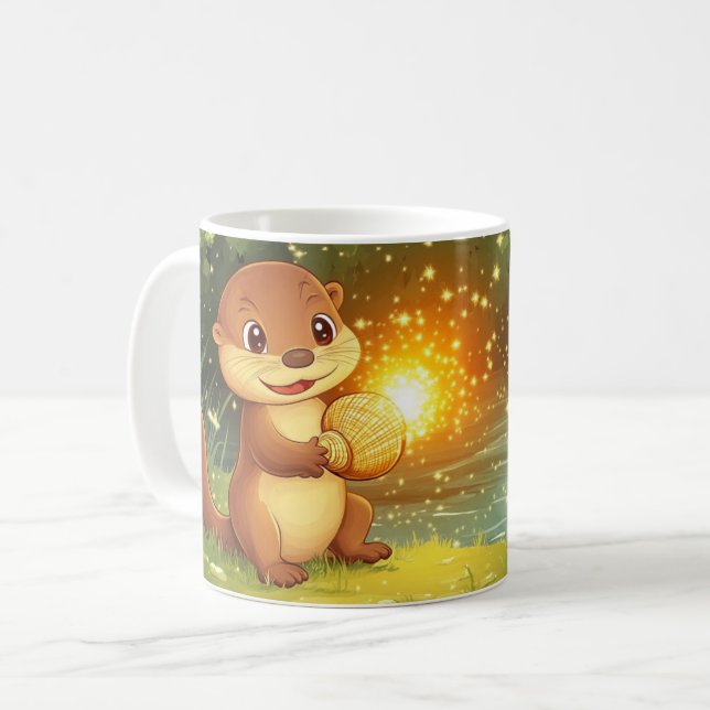 Otter Cartoon-Stil lebendig Süß Bunt Kaffeetasse (Vorderseite Links)