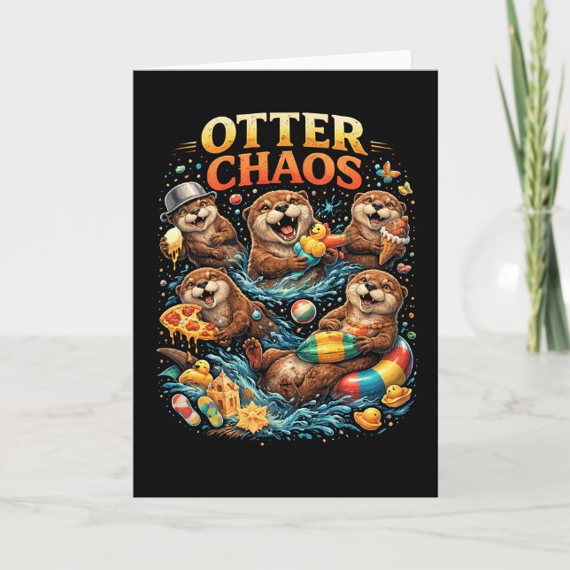 Otter-Chaos Feiertagskarte (Vorderseite)
