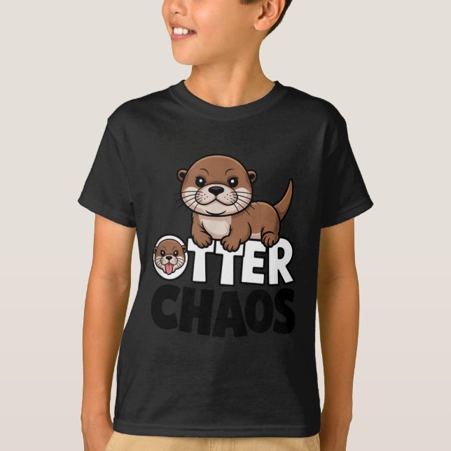 Otter Chaos Funny Animal Lover Cute Pun Sayings Qu T-Shirt (Vorderseite)