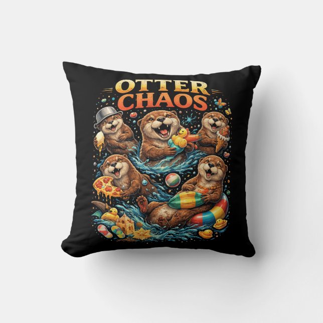 Otter Chaos Kissen (Vorderseite)