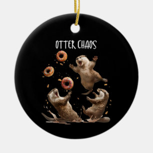 Otter Chaos Lustiger Bagel Kampfende Seeotter Wort Keramik Ornament