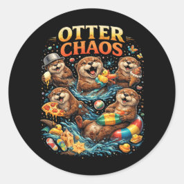 Otter Chaos Runder Aufkleber