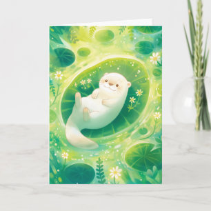 Otter Chilling auf einem Lily Pad Karte