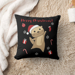 Otter Christmas Snow Winter Animals Otter Kissen