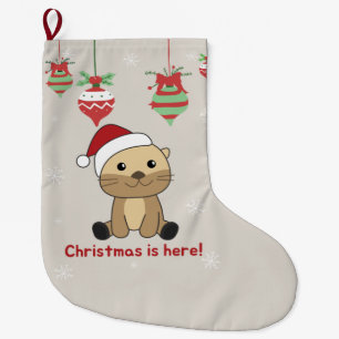 Otter Christmas Snow Winter Animals Otter Large Ch Großer Weihnachtsstrumpf