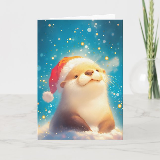 Otter Christmas Spirit Karte (Vorderseite)