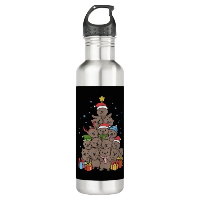 Otter Christmas Tree Funny Christmas Geschenk Edelstahlflasche (Vorderseite)