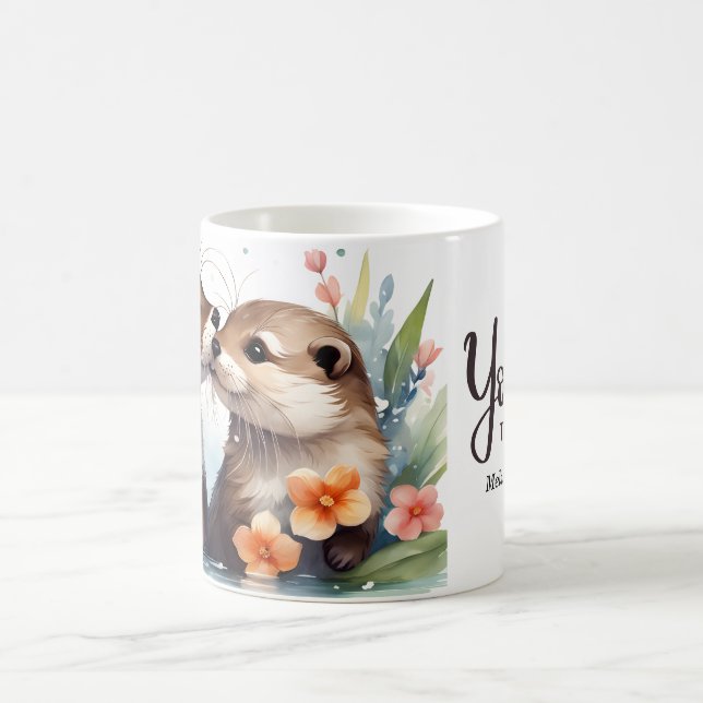 Otter Couple Kissing Together Forever Valentine Kaffeetasse (Mittel)