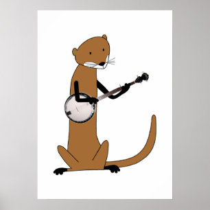 Otter, der das Banjo-Plakat spielt Poster