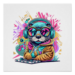 Otter DJ 90er Vibes Poster