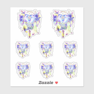 Otter Dreamcatcher Blue Yellow Floral Aufkleber