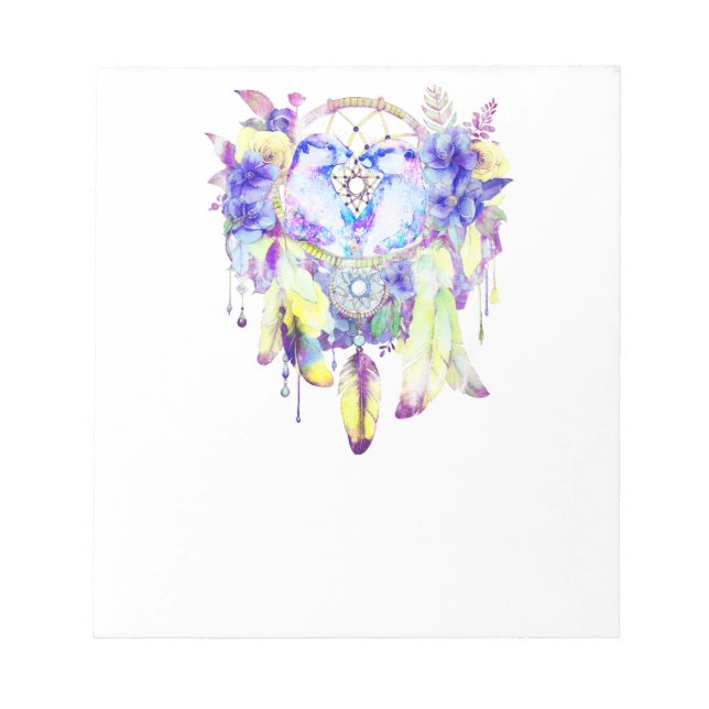 Otter Dreamcatcher Blue Yellow Floral Notizblock (Vorderseite)