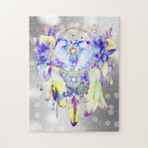 Otter Dreamcatcher Blue Yellow Floral Puzzle