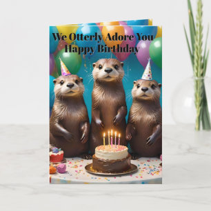 Otter-Drillinge Lieben Euch Geburtstagsfeier, Karte