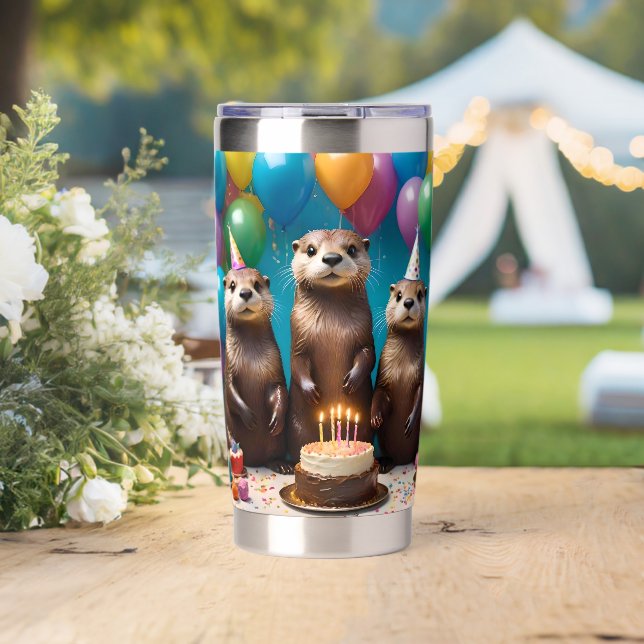 Otter-Drillingings-Geburtstagsfeier,  Thermobecher (Hochzeit (gedreht))