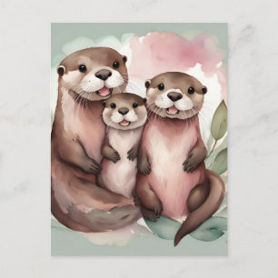 Otter-Eltern und Kind  Postkarte