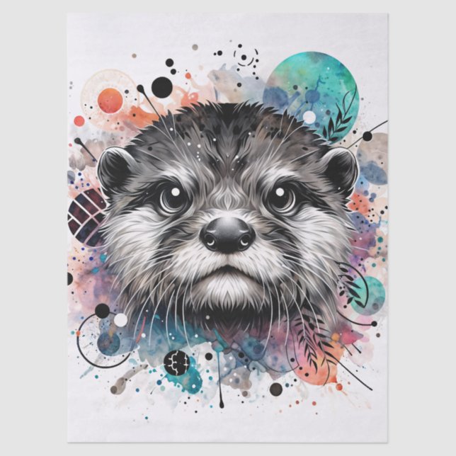Otter Face Multicolor Seidenpapier (Vorderseite)