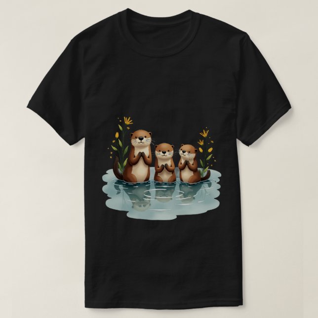 Otter-Familie T-Shirt (Design vorne)