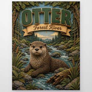 Otter Forest Fluss POPCUT Postkarte
