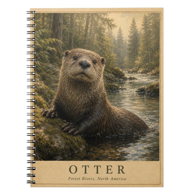 Otter Forest Rivers VINTAGE Notizblock (Vorderseite)