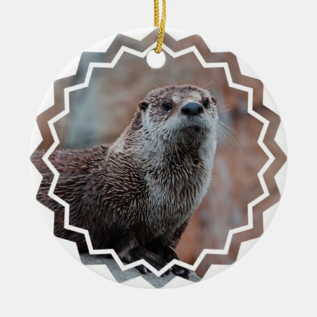 Otter-Foto-Verzierung Keramikornament (Vorne)