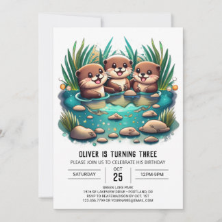 Otter Friends Whimsical Geburtstag Einladung