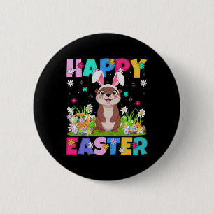 Otter Frohe Ostereier-Suche Bunny Ohr Otter Ostern Button