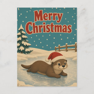 Otter Gefrorener Hof Tier Weihnachten Postkarte