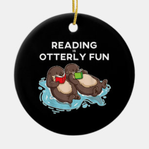 Otter-Geschenk Sea Otter Book Reading Gift Bookw Keramik Ornament
