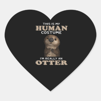 Otter Gift | Mein menschliches Kostüm bin ich wirk Herz-Aufkleber