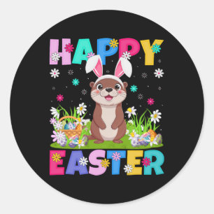 Otter Happy Easter Egg Hunt Bunny Ohr Otter Ostern Runder Aufkleber