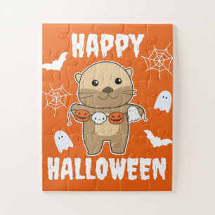 Otter Happy Halloween Pumpkin Bat Kostüm Jigsaw P Puzzle