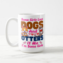 Otter Hund einige Mädchen Liebe Hunde und Kaffeetasse
