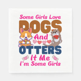 Otter Hund einige Mädchen Liebe Hunde und Serviette