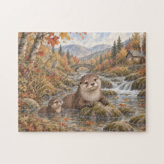 Otter im Herbststrom Puzzle