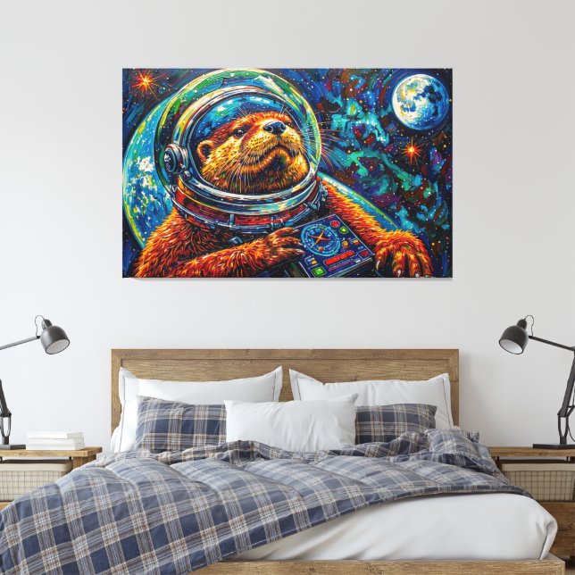 OTTER IM WELTALL-5 LEINWANDDRUCK (Insitu (Schlafzimmer))