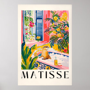 Otter in Badewanne Kunstprint Matisse Stil Tropisc Poster